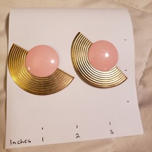 Retro pink and gold earrings.